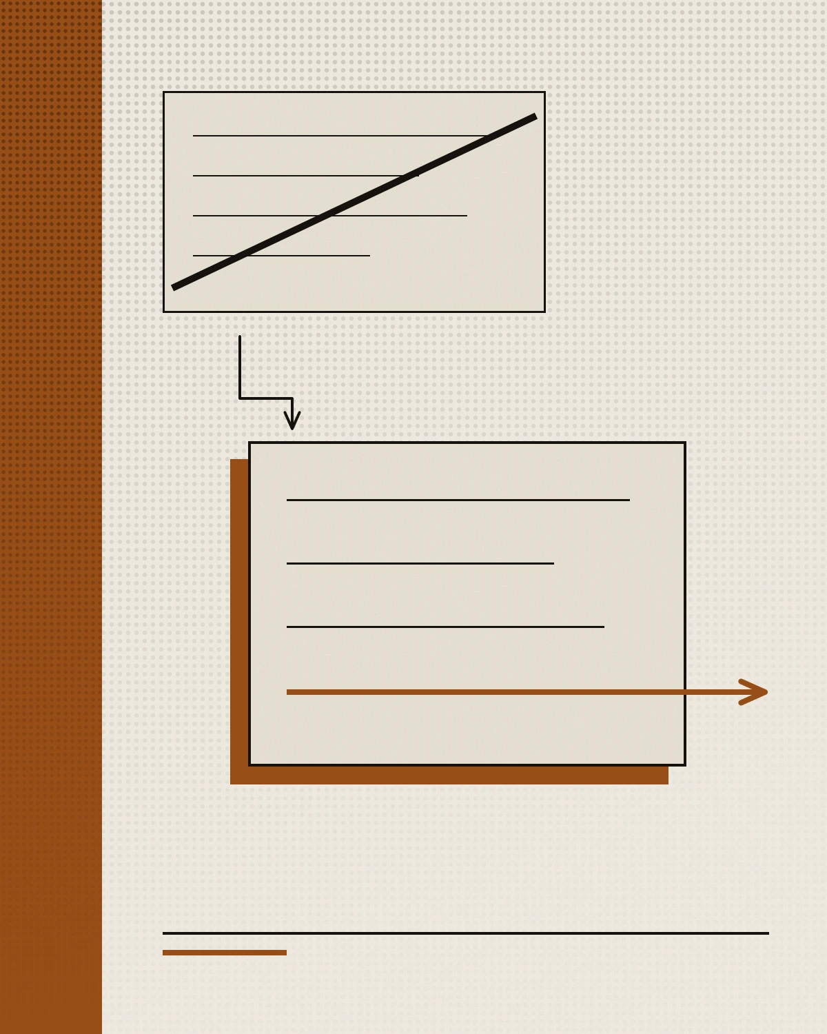 Two drawn panels, a line rising in the first and an arrow leading to the second.
